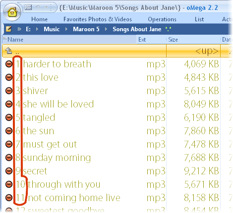 oMega Commander Features. Sorting of digits in file names was changed. 